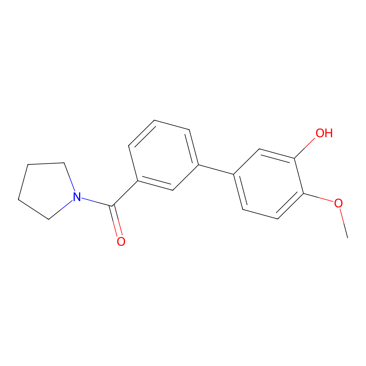 2-Methoxy-5-(3-pyrrolidinylcarbonylphenyl)phenol molecular structure, CAS 1261968-71-1