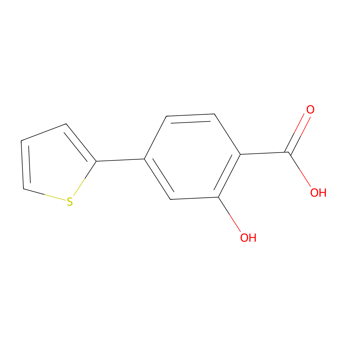 2-Hydroxy-4-(thiophen-2-YL)benzoic acid molecular structure, CAS 1261968-90-4