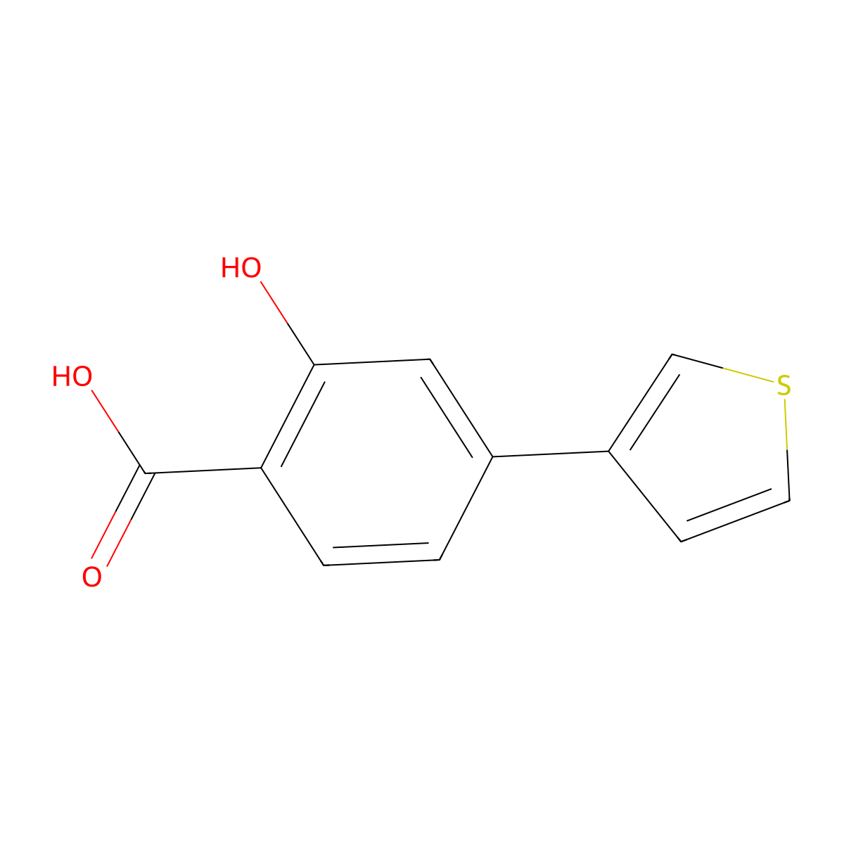 2-Hydroxy-4-(thiophen-3-YL)benzoic acid molecular structure, CAS 1261969-02-1