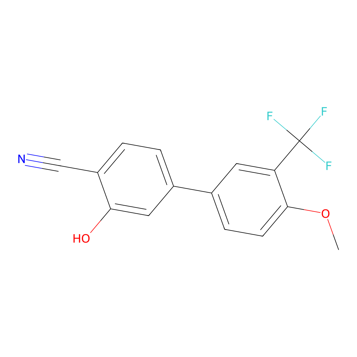 2-Cyano-5-(4-methoxy-3-trifluoromethylphenyl)phenol molecular structure, CAS 1261969-06-5