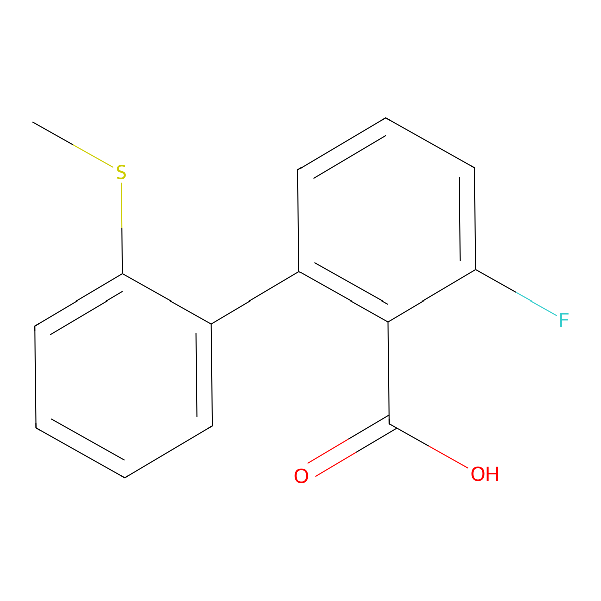 6-Fluoro-2-(2-methylthiophenyl)benzoic acid molecular structure, CAS 1261969-10-1