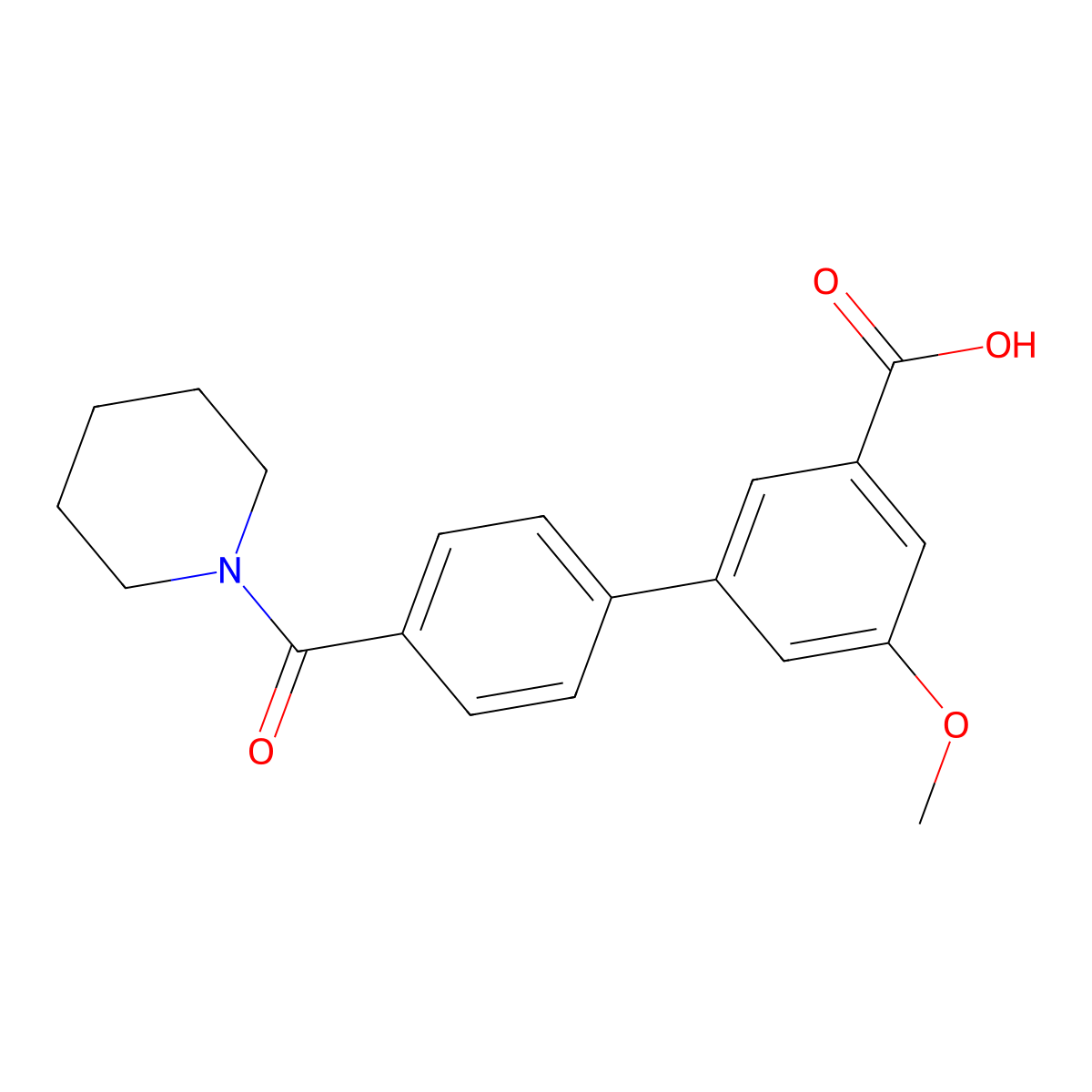 5-Methoxy-3-[4-(piperidinocarbonyl)phenyl]benzoic acid molecular structure, CAS 1261969-11-2