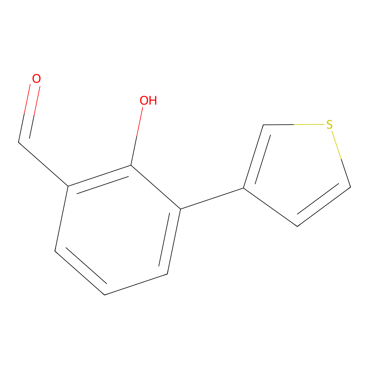 2-Hydroxy-3-(thien-3-yl)benzaldehyde molecular structure, CAS 1261969-12-3