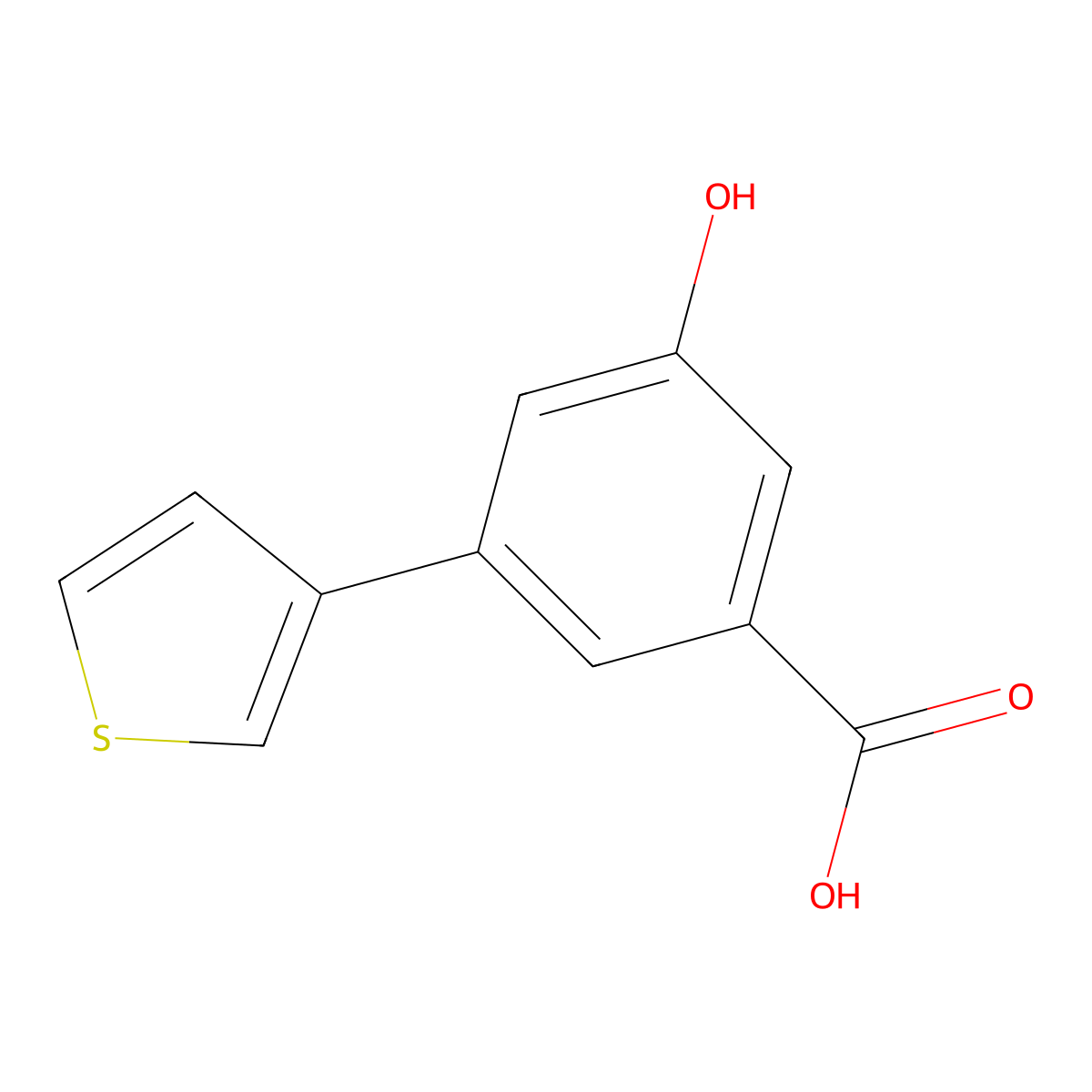 3-Hydroxy-5-(thiophen-3-yl)benzoic acid molecular structure, CAS 1261969-18-9