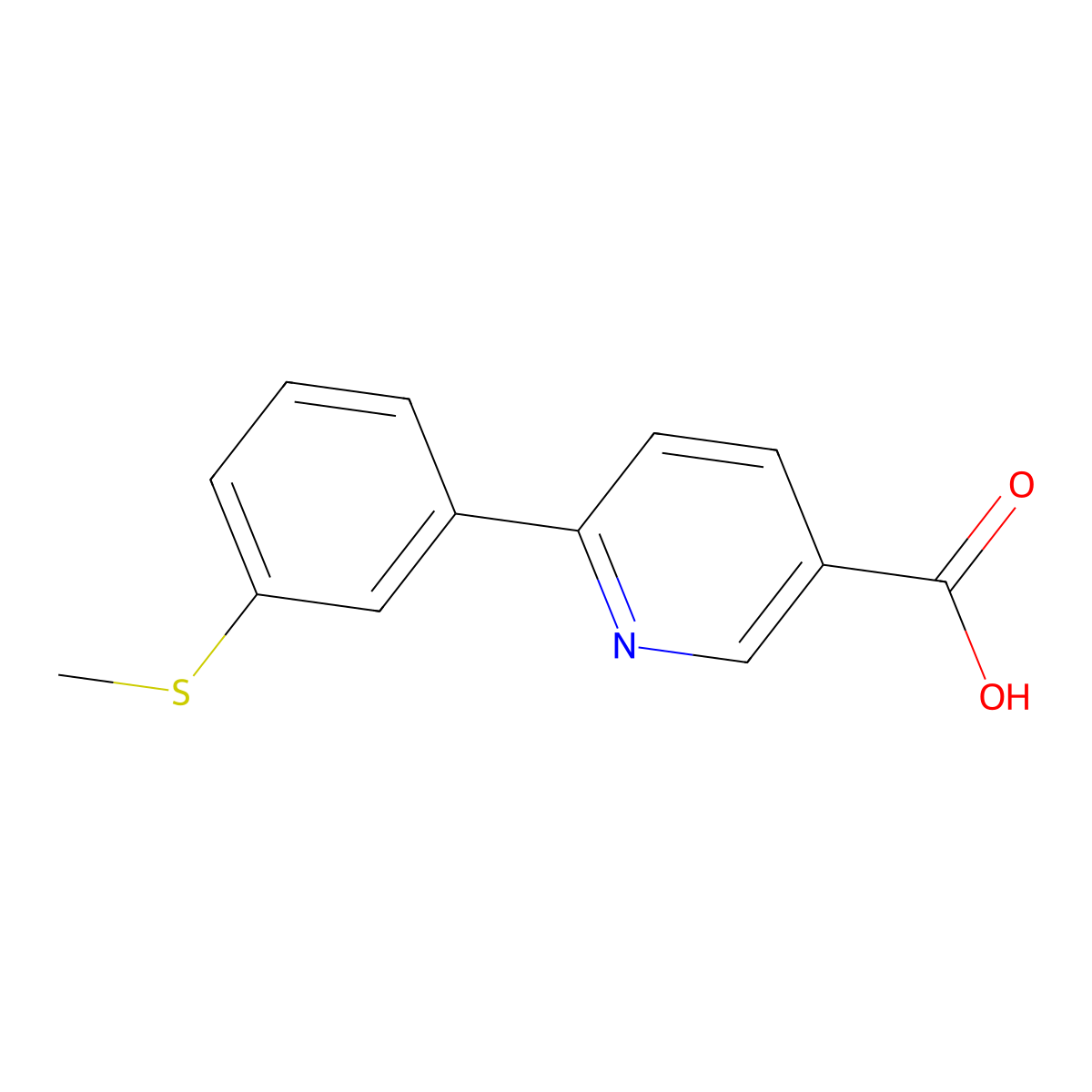 6-(3-Methylthiophenyl)nicotinic acid molecular structure, CAS 1261969-20-3