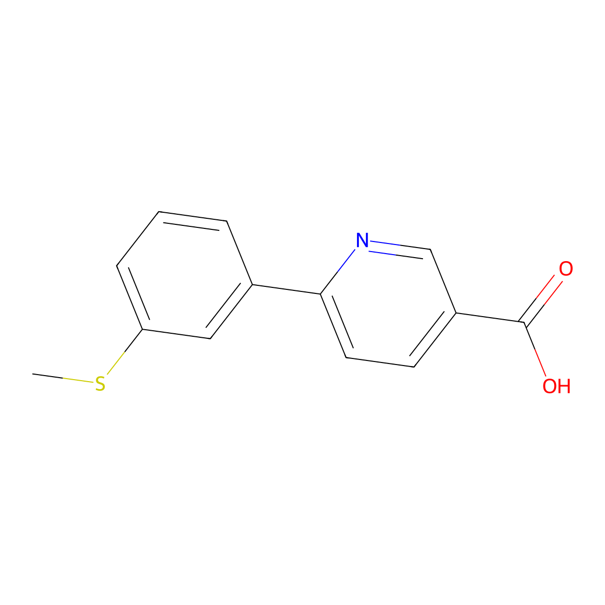 6-(3-Methylthiophenyl)nicotinic acid molecular structure, CAS 1261969-20-3