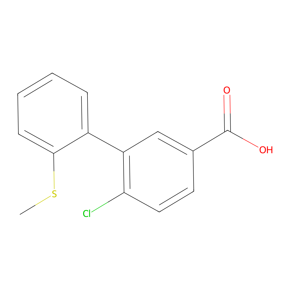 4-Chloro-3-(2-methylthiophenyl)benzoic acid molecular structure, CAS 1261969-24-7