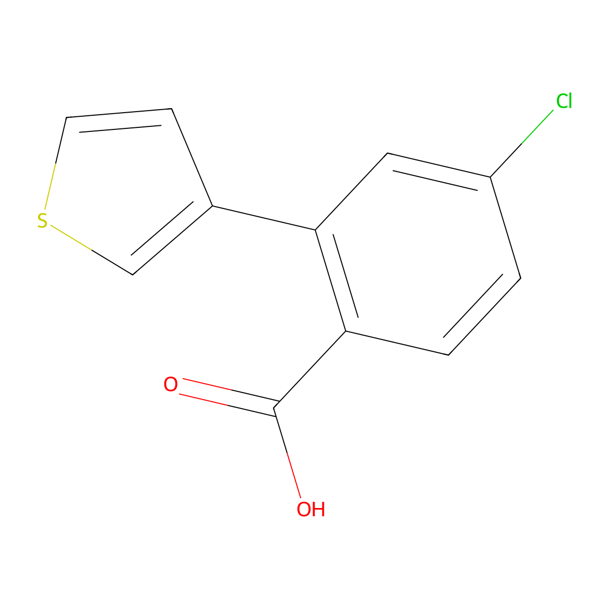 4-Chloro-2-(thiophen-3-YL)benzoic acid molecular structure, CAS 1261969-28-1