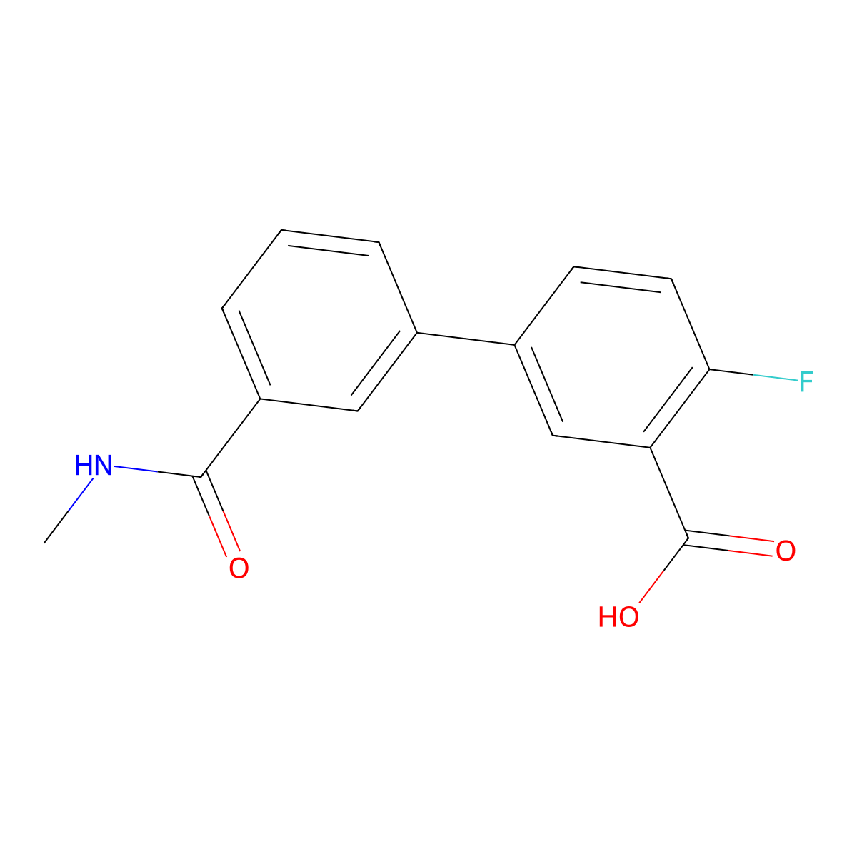 2-Fluoro-5-[3-(N-methylaminocarbonyl)phenyl]benzoic acid molecular structure, CAS 1261969-62-3