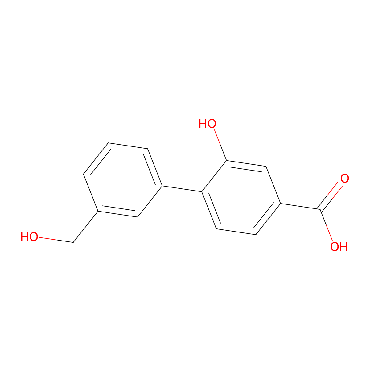 3-Hydroxy-4-(3-hydroxymethylphenyl)benzoic acid molecular structure, CAS 1261969-89-4