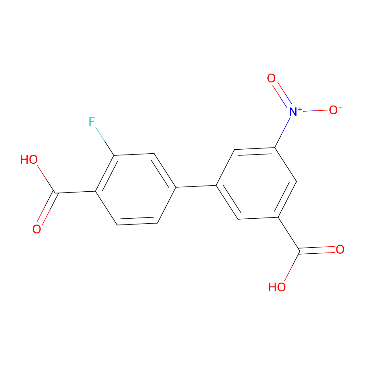 3-(4-Carboxy-3-fluorophenyl)-5-nitrobenzoic acid molecular structure, CAS 1261970-11-9
