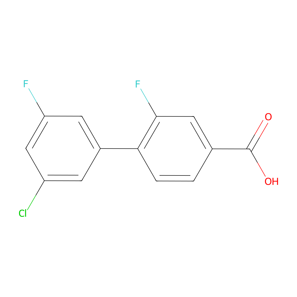 4-(3-Chloro-5-fluorophenyl)-3-fluorobenzoic acid molecular structure, CAS 1261970-29-9