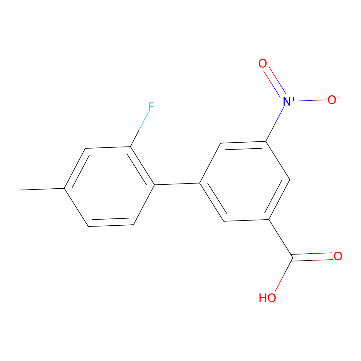 2'-Fluoro-4'-methyl-5-nitro-[1,1'-biphenyl]-3-carboxylic acid molecular structure, CAS 1261970-42-6