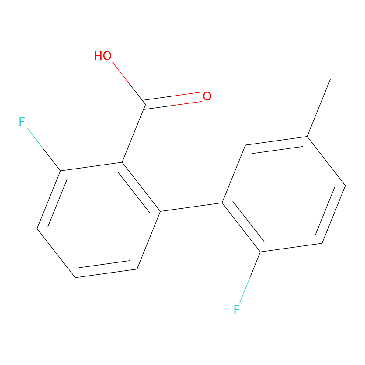 6-Fluoro-2-(2-fluoro-5-methylphenyl)benzoic acid molecular structure, CAS 1261970-45-9