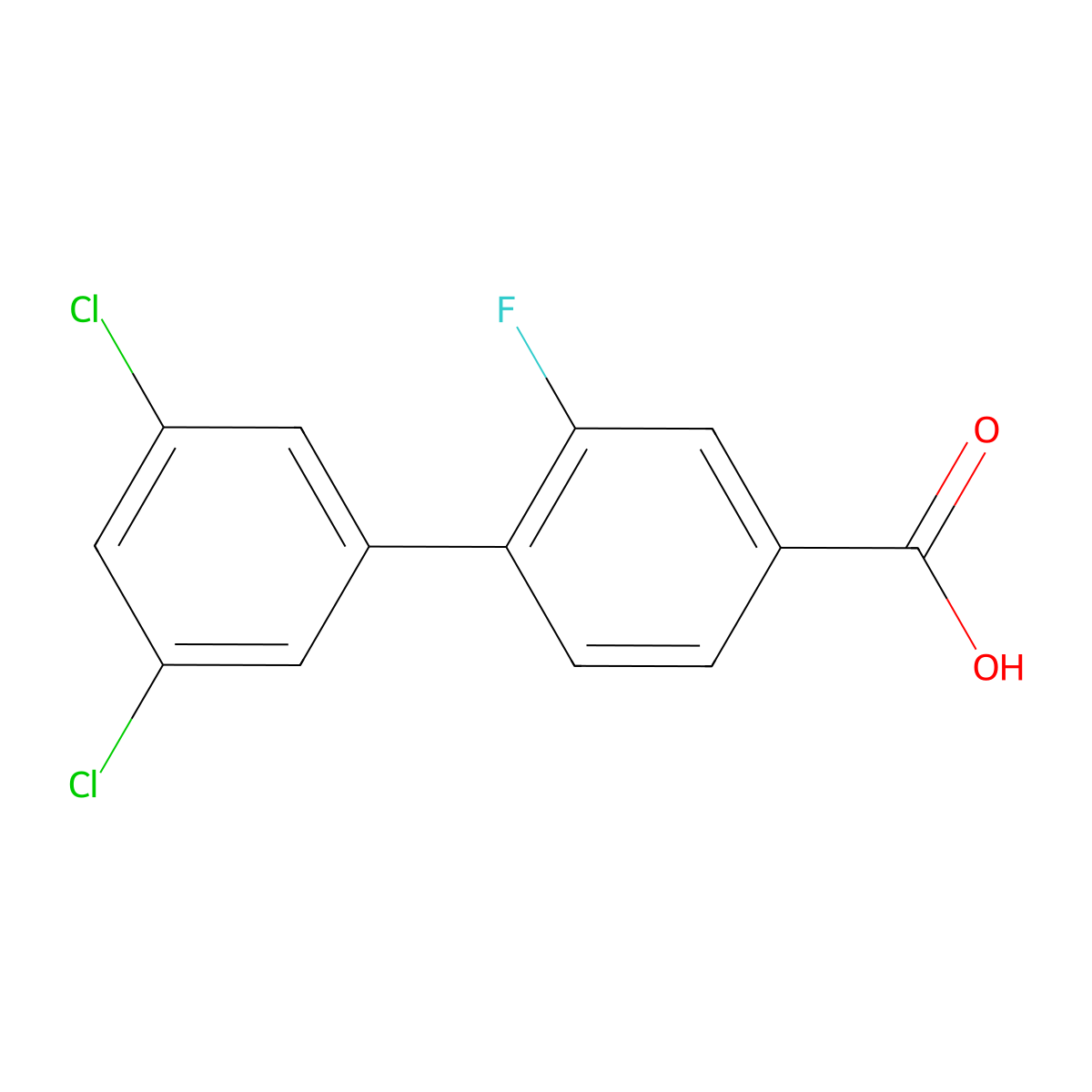4-(3,5-Dichlorophenyl)-3-fluorobenzoic acid molecular structure, CAS 1261970-66-4