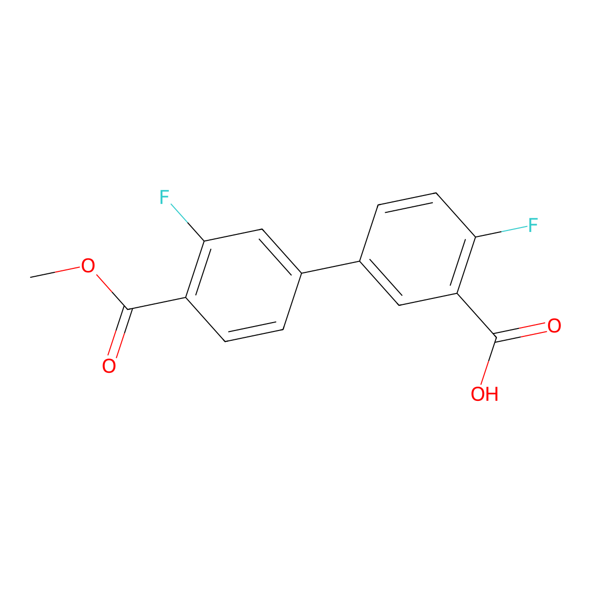 2-Fluoro-5-(3-fluoro-4-methoxycarbonylphenyl)benzoic acid molecular structure, CAS 1261970-80-2