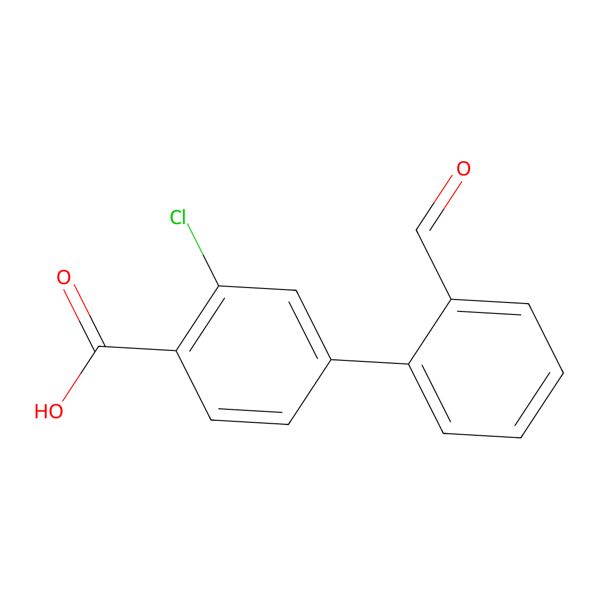 2-Chloro-4-(2-formylphenyl)benzoic acid molecular structure, CAS 1261970-85-7