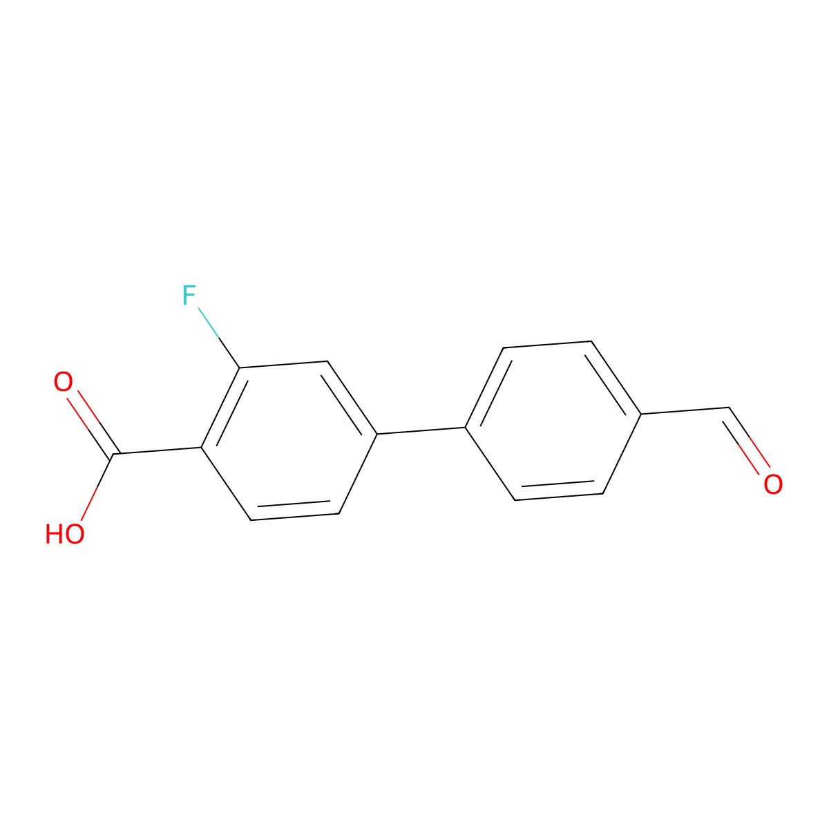 2-Fluoro-4-(4-formylphenyl)benzoic acid molecular structure, CAS 1261970-90-4