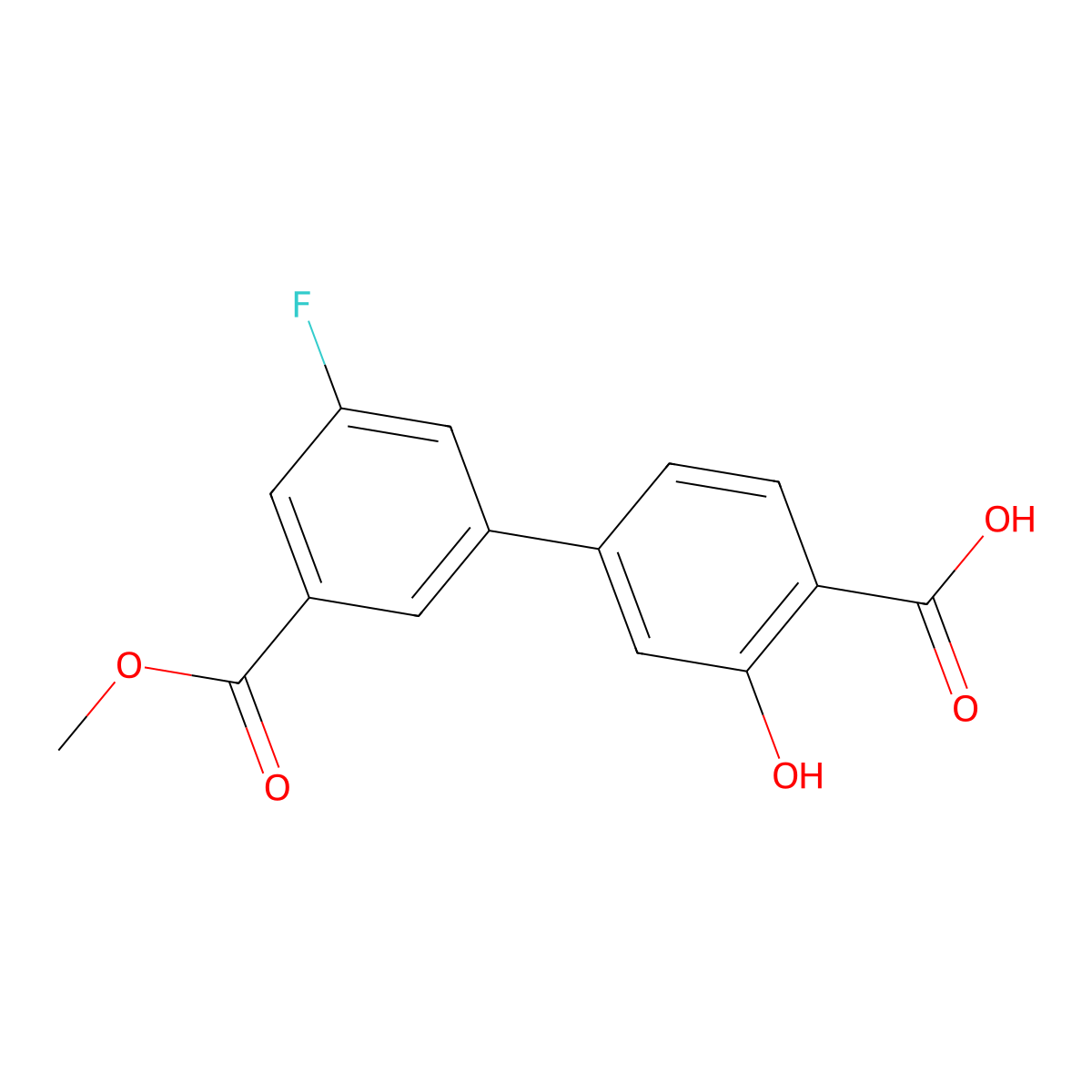 4-(3-Fluoro-5-methoxycarbonylphenyl)-2-hydroxybenzoic acid molecular structure, CAS 1261970-99-3