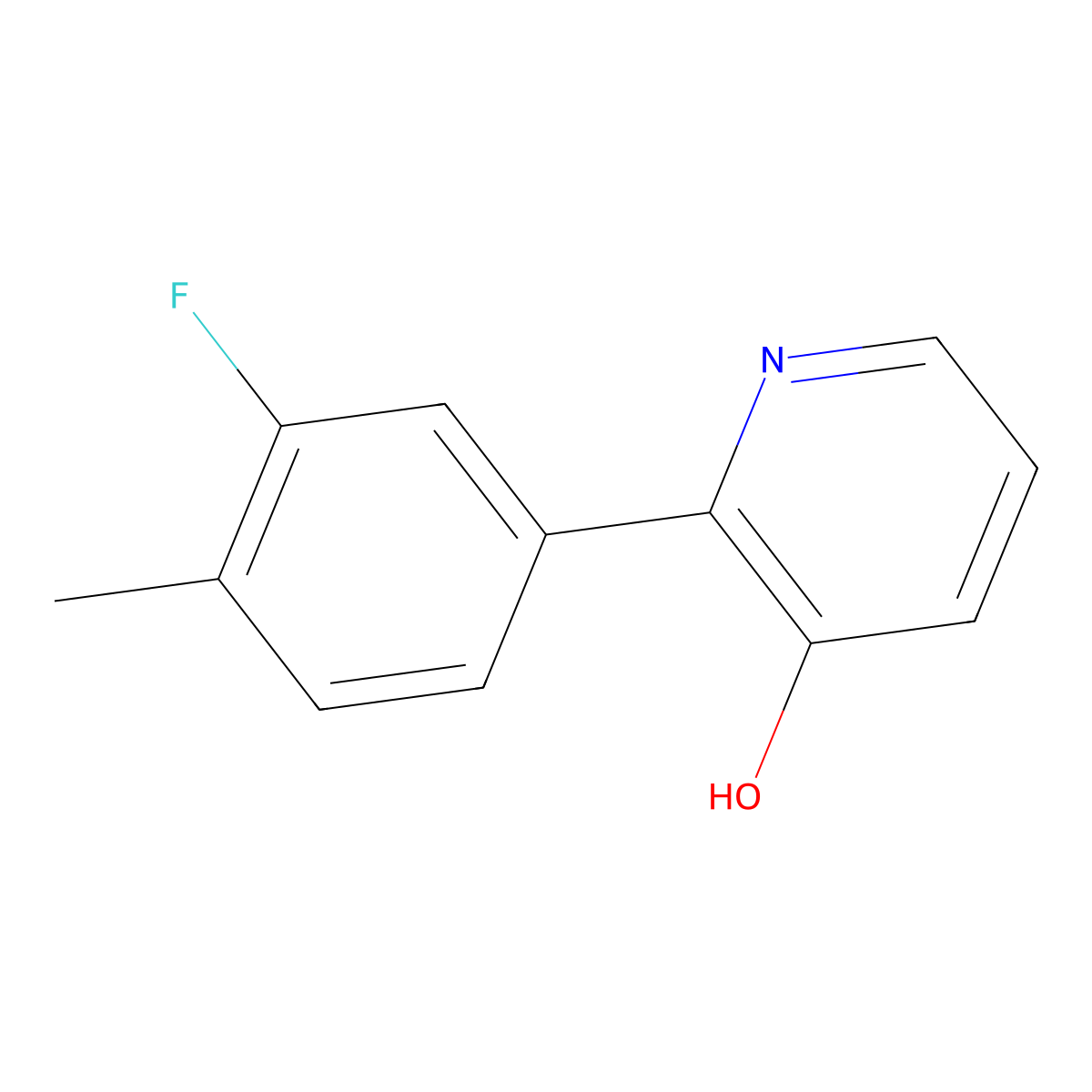 2-(3-Fluoro-4-methylphenyl)pyridin-3-ol molecular structure, CAS 1261971-32-7