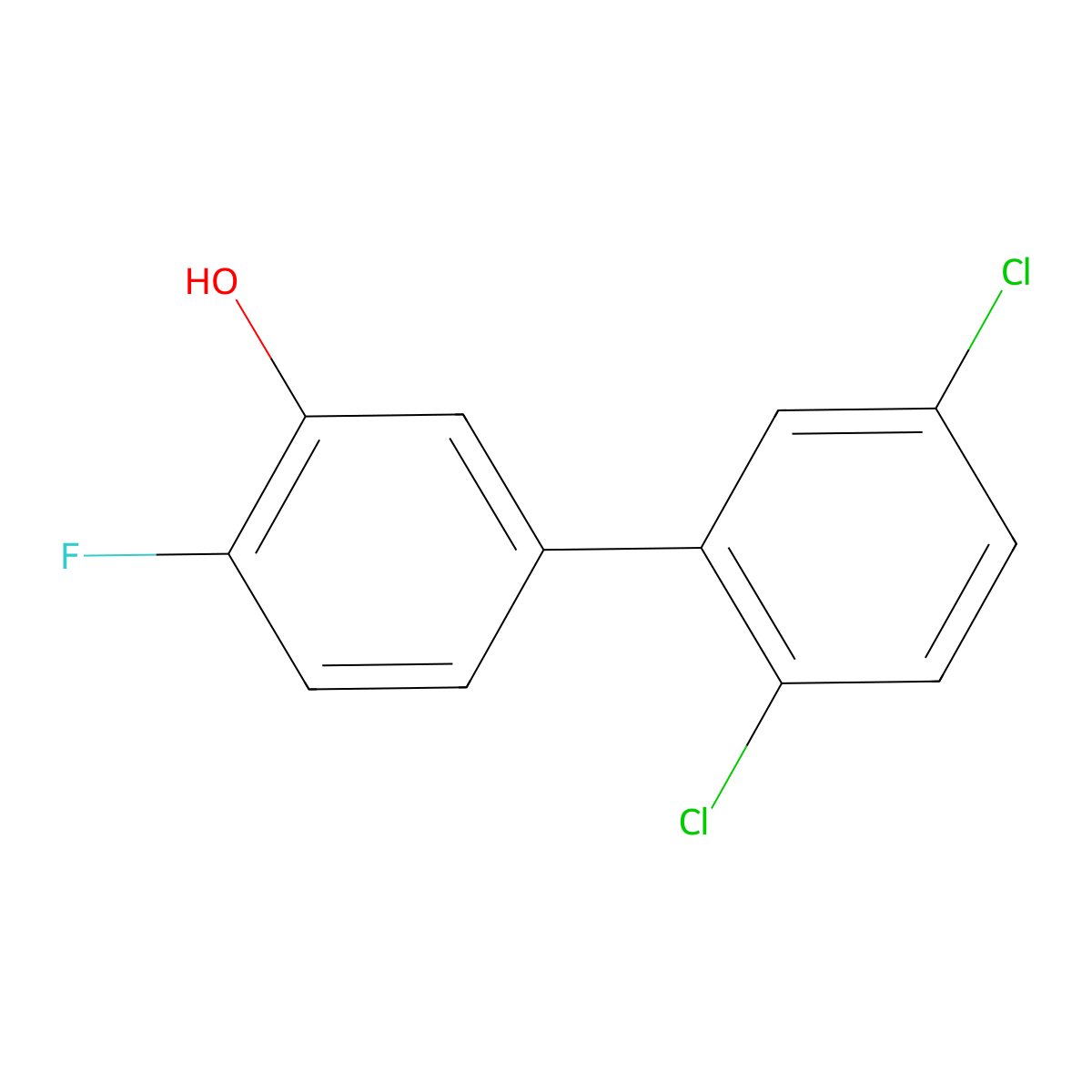 2',5'-Dichloro-4-fluoro-[1,1'-biphenyl]-3-ol molecular structure, CAS 1261971-54-3