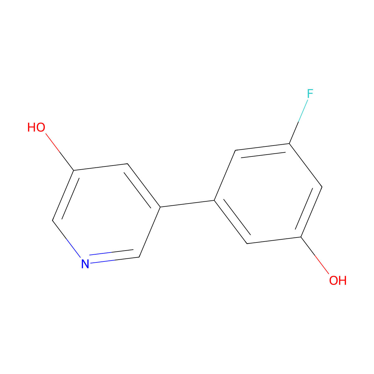 5-(3-Fluoro-5-hydroxyphenyl)pyridin-3-ol molecular structure, CAS 1261971-55-4