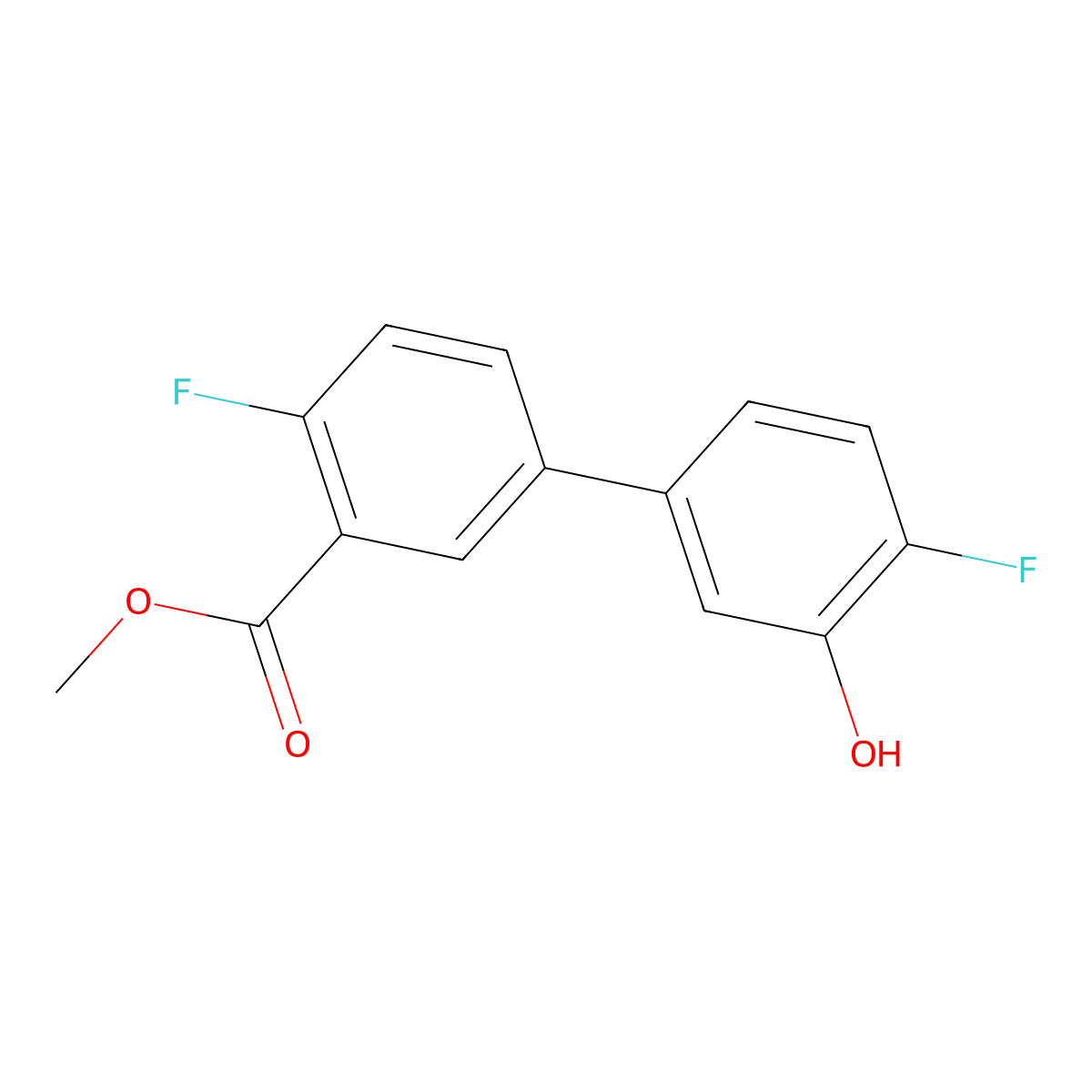 2-Fluoro-5-(4-fluoro-3-methoxycarbonylphenyl)phenol molecular structure, CAS 1261971-78-1