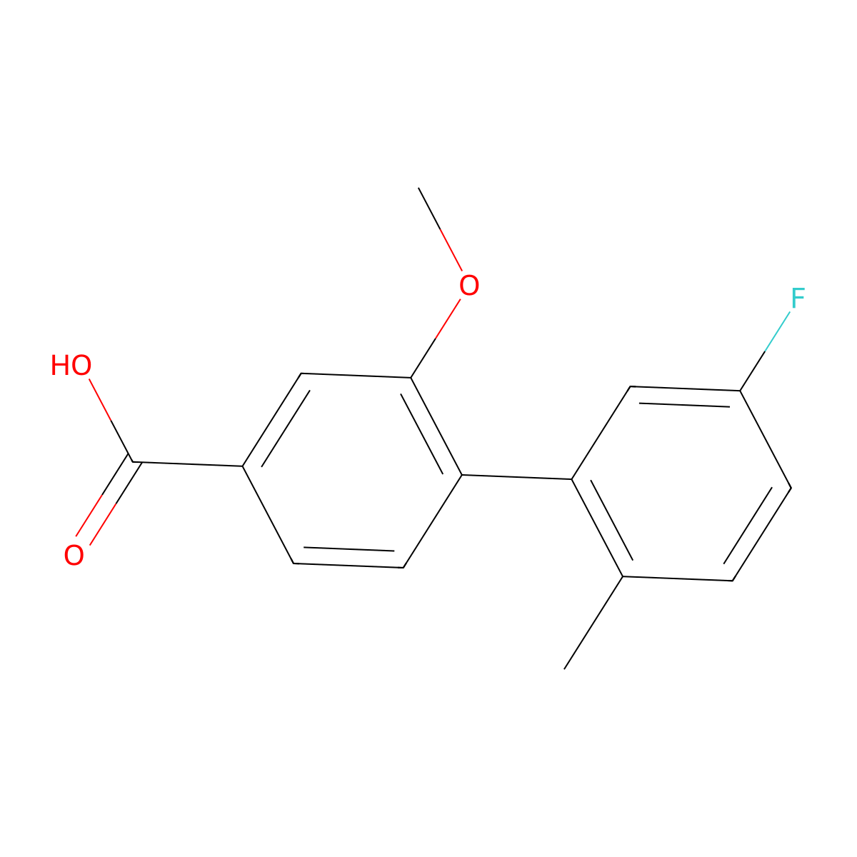 4-(5-Fluoro-2-methylphenyl)-3-methoxybenzoic acid molecular structure, CAS 1261972-12-6
