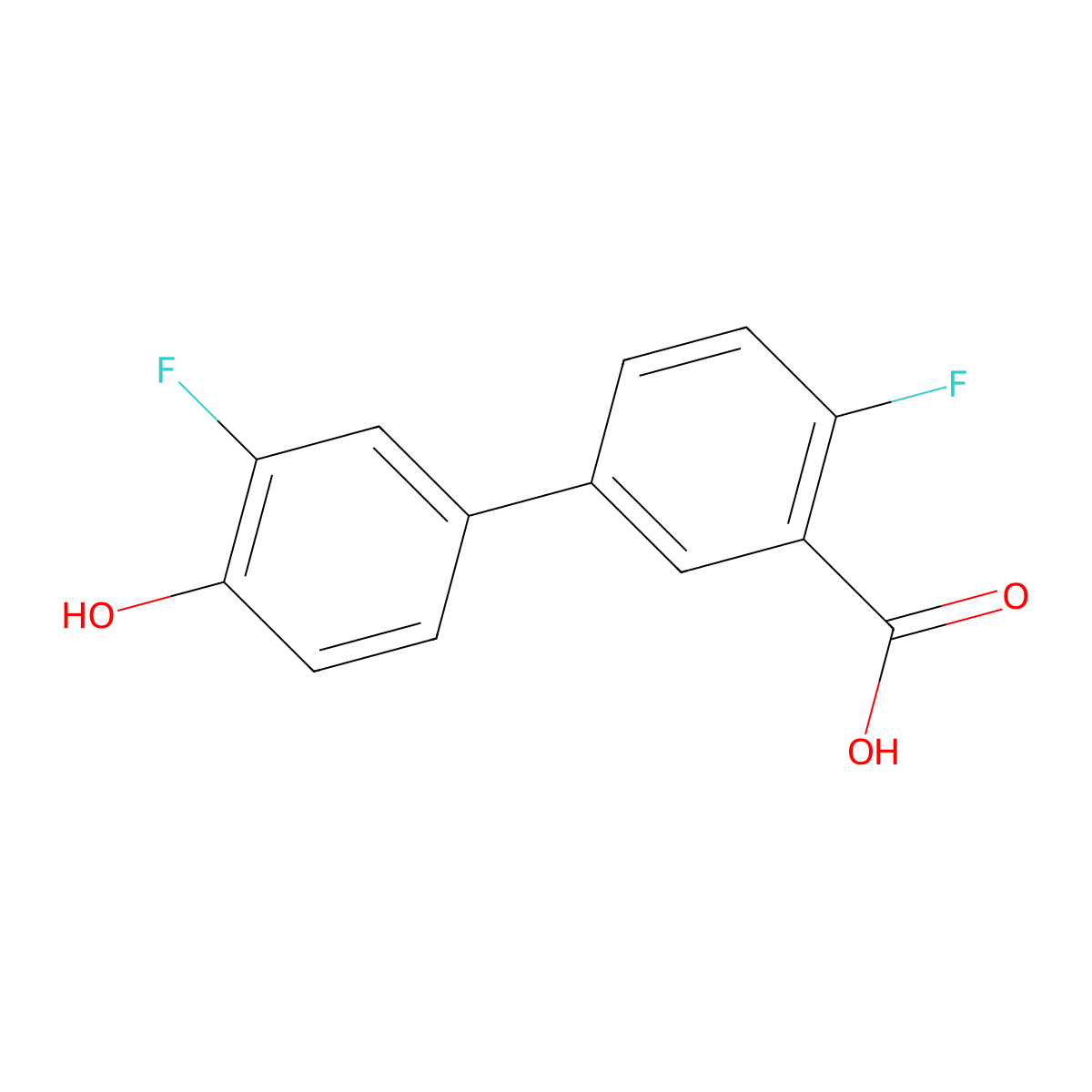 2-Fluoro-5-(3-fluoro-4-hydroxyphenyl)benzoic acid molecular structure, CAS 1261972-16-0