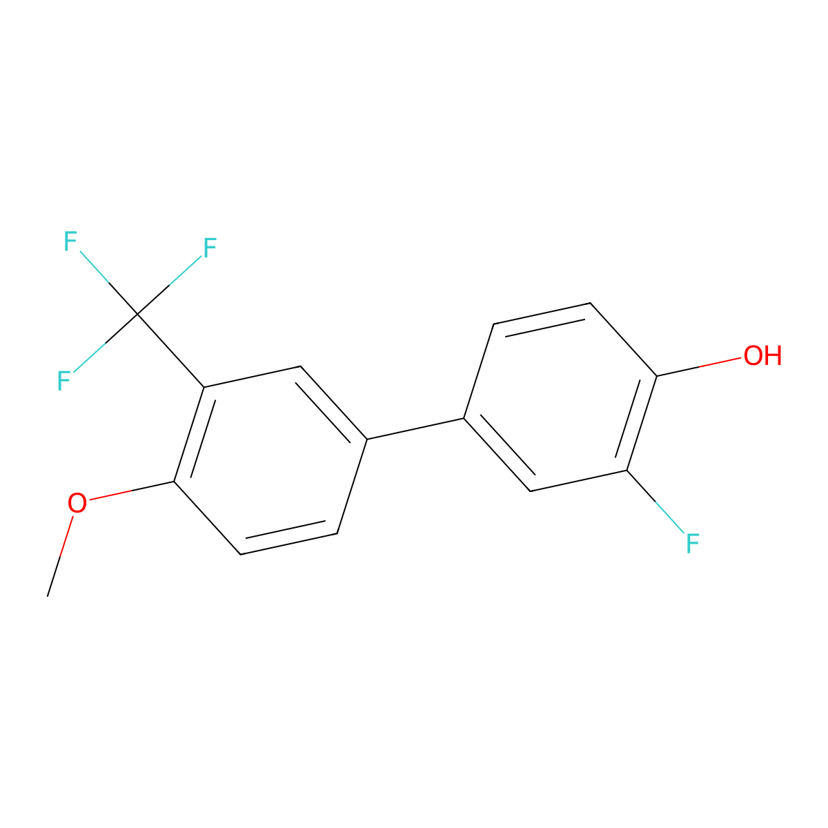2-Fluoro-4-(4-methoxy-3-trifluoromethylphenyl)phenol molecular structure, CAS 1261972-22-8