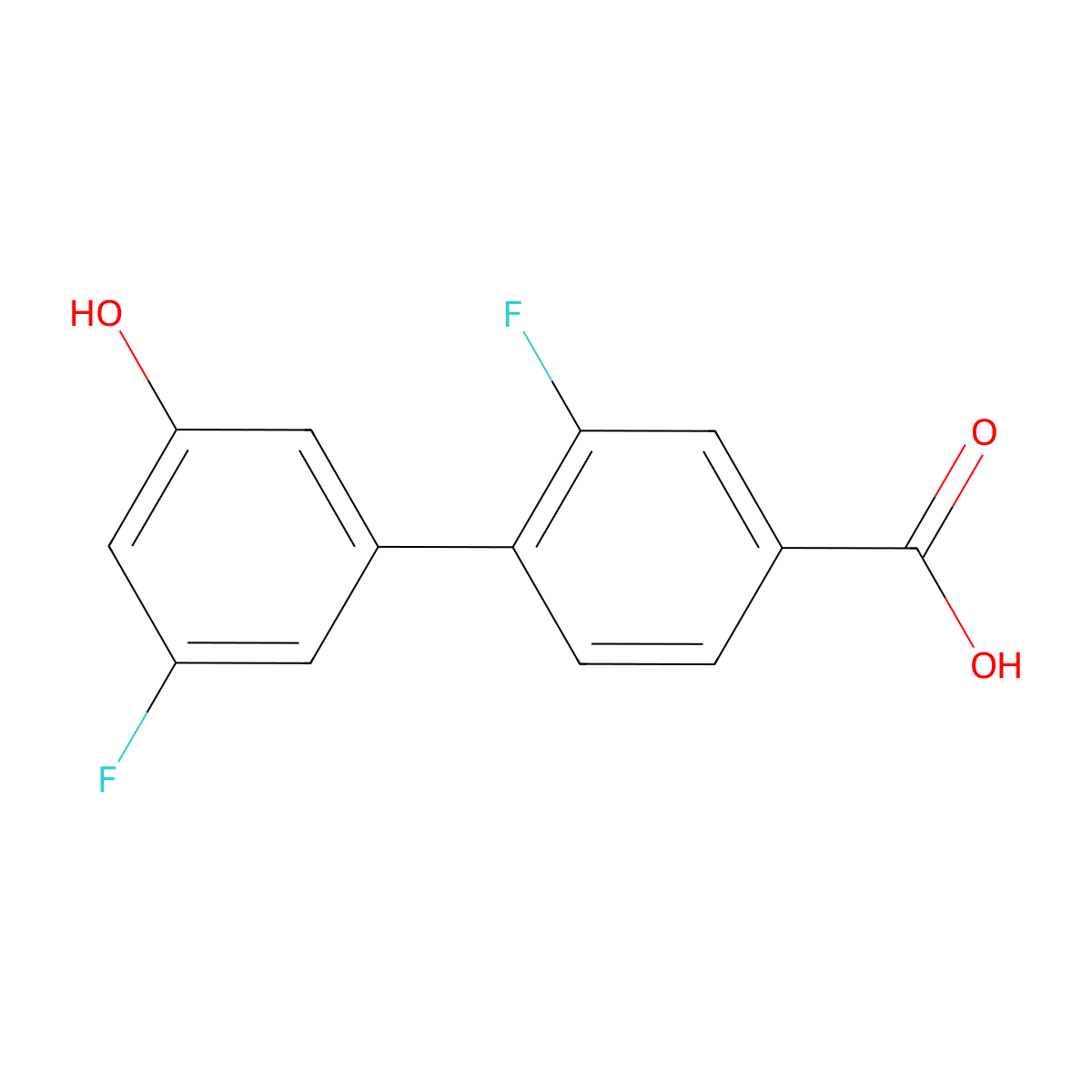 3-Fluoro-4-(3-fluoro-5-hydroxyphenyl)benzoic acid molecular structure, CAS 1261972-31-9