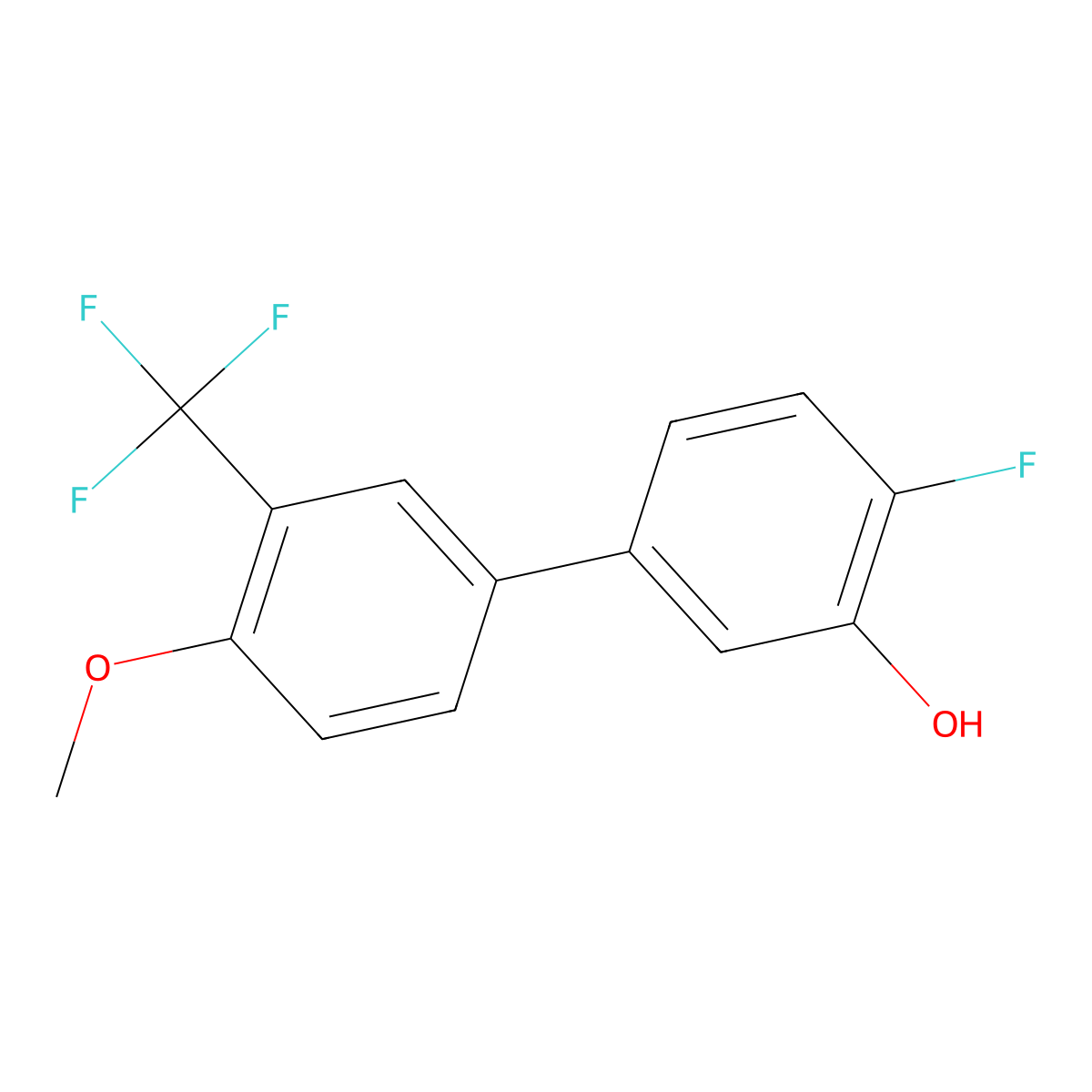 2-Fluoro-5-(4-methoxy-3-trifluoromethylphenyl)phenol molecular structure, CAS 1261972-33-1