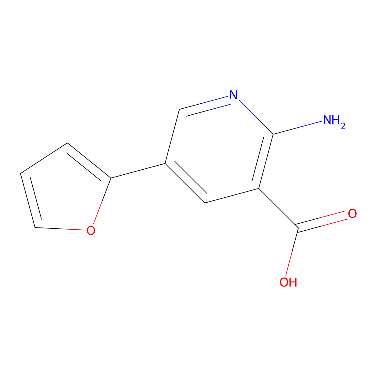 2-Amino-5-(furan-2-yl)pyridine-3-carboxylic acid molecular structure, CAS 1261972-41-1