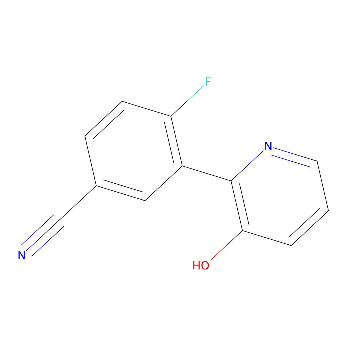 4-Fluoro-3-(3-hydroxypyridin-2-yl)benzonitrile molecular structure, CAS 1261972-50-2