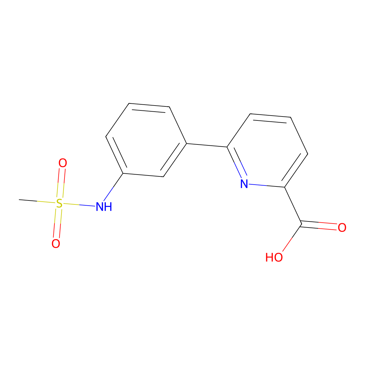 6-(3-Methylsulfonylaminophenyl)picolinic acid molecular structure, CAS 1261972-52-4