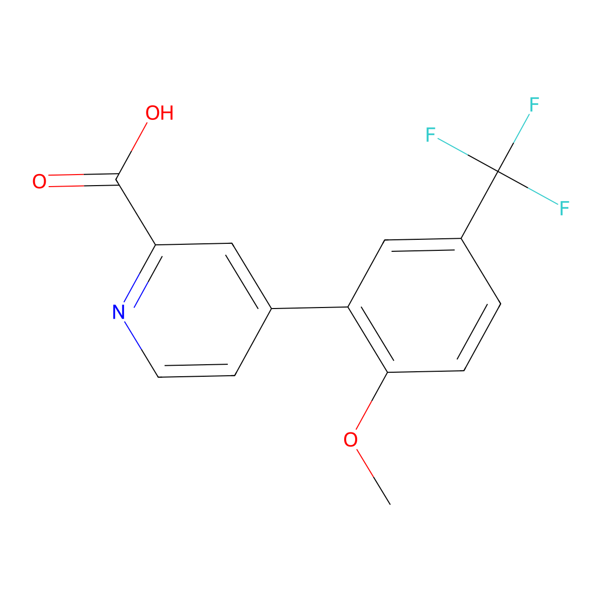 4-(2-Methoxy-5-trifluoromethylphenyl)picolinic acid molecular structure, CAS 1261972-61-5
