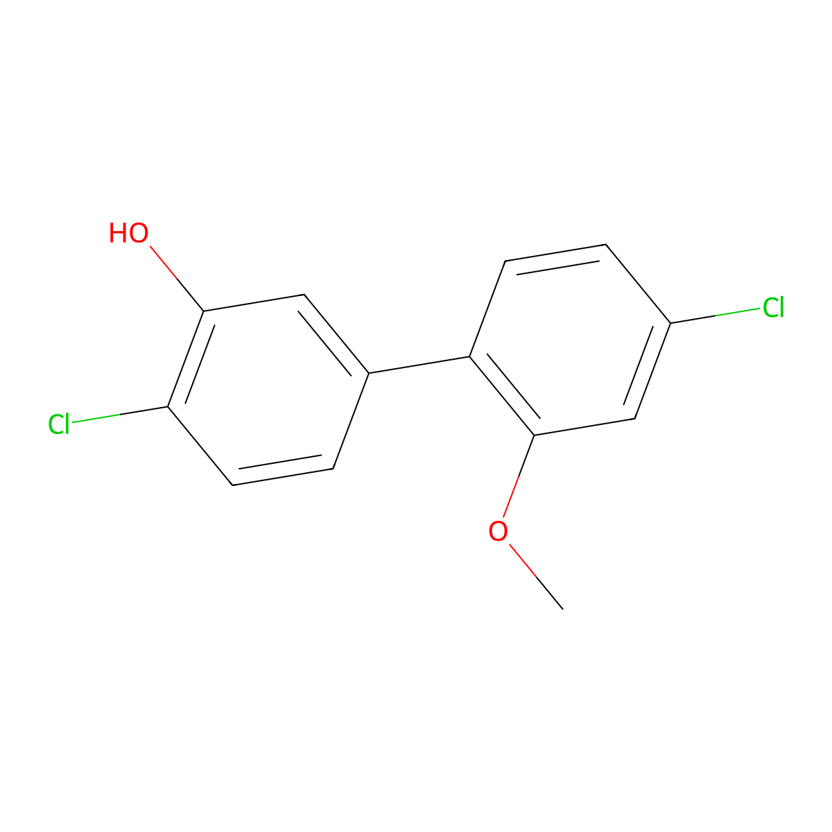 2-Chloro-5-(4-chloro-2-methoxyphenyl)phenol molecular structure, CAS 1261972-63-7
