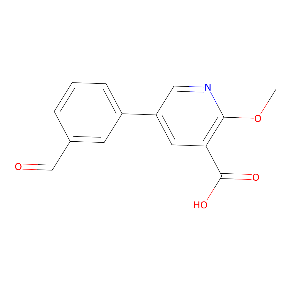 5-(3-Formylphenyl)-2-methoxynicotinic acid molecular structure, CAS 1261972-76-2