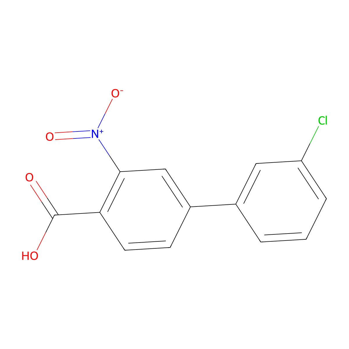 4-(3-Chlorophenyl)-2-nitrobenzoic acid molecular structure, CAS 1261972-87-5