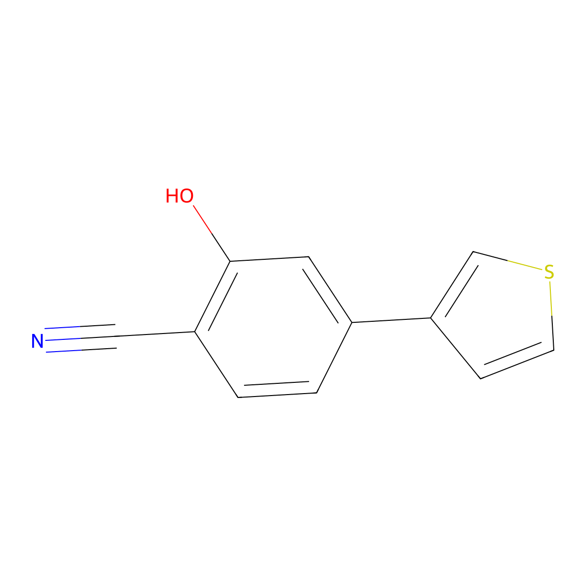 2-Hydroxy-4-(thiophen-3-yl)benzonitrile molecular structure, CAS 1261972-98-8