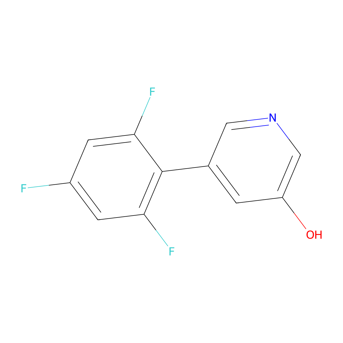 5-(2,4,6-Trifluorophenyl)pyridin-3-ol molecular structure, CAS 1261973-08-3