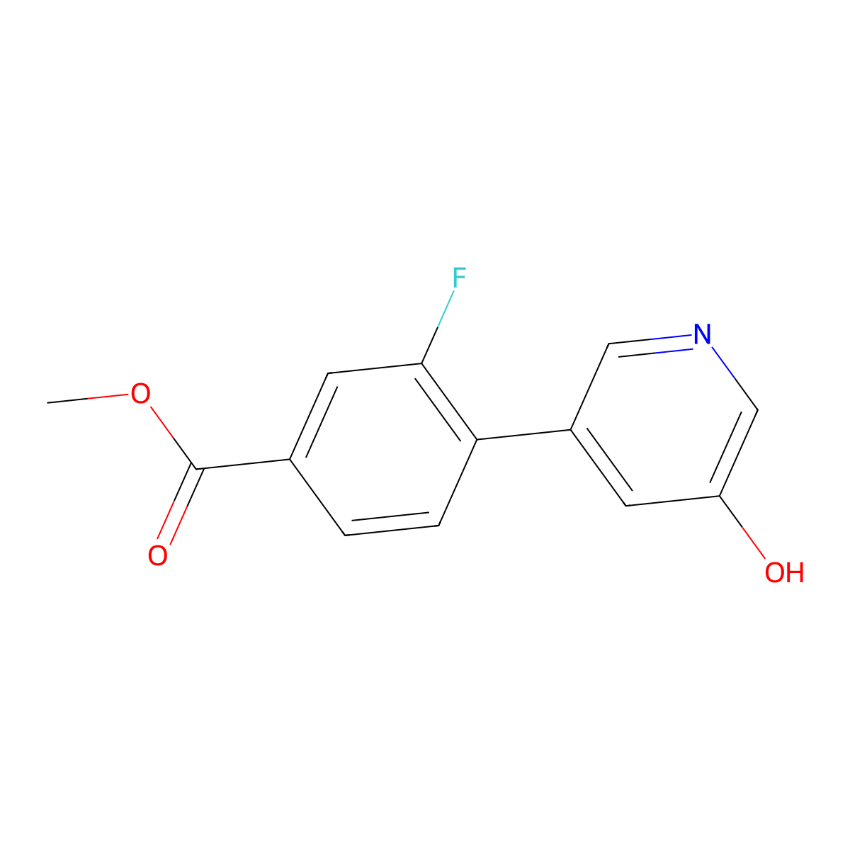 Methyl 3-fluoro-4-(5-hydroxypyridin-3-yl)benzoate molecular structure, CAS 1261973-17-4