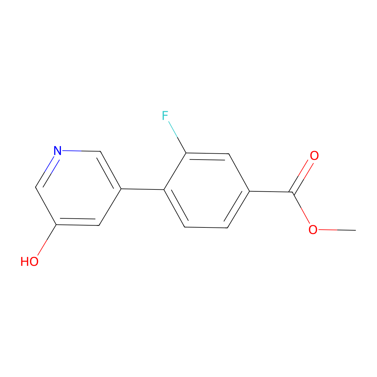 Methyl 3-fluoro-4-(5-hydroxypyridin-3-yl)benzoate molecular structure, CAS 1261973-17-4