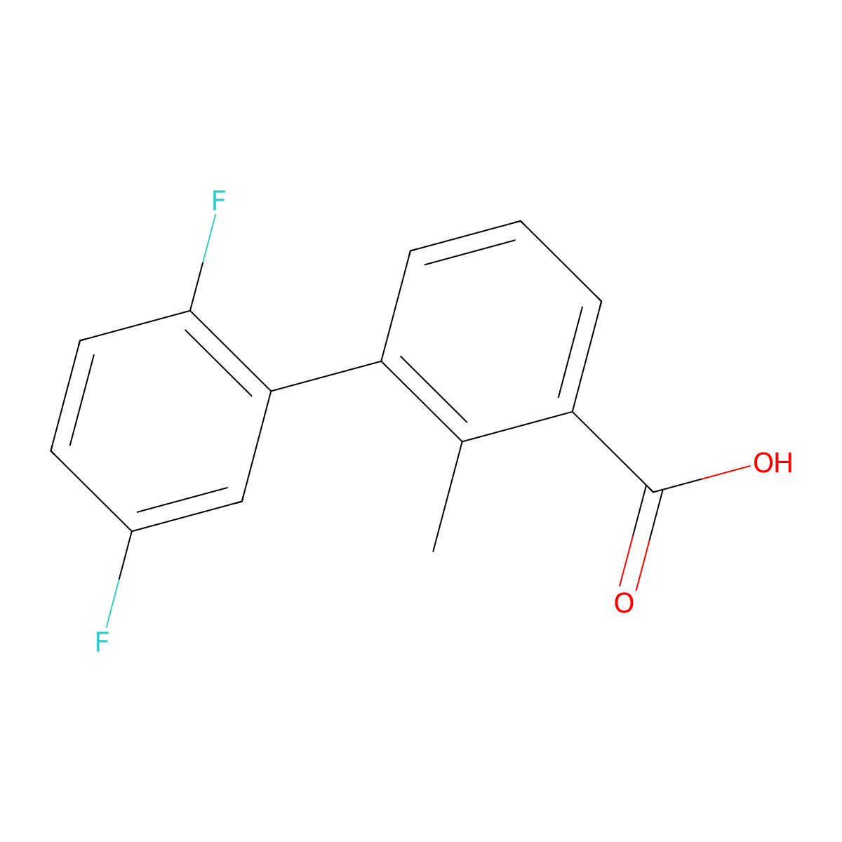 3-(2,5-Difluorophenyl)-2-methylbenzoic acid molecular structure, CAS 1261973-20-9