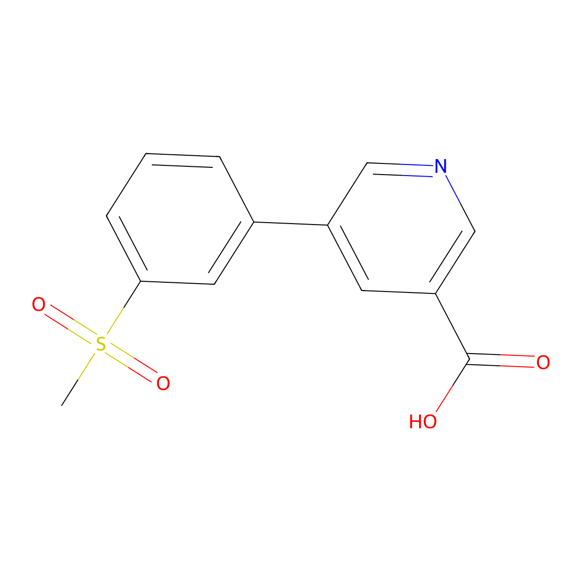 5-(3-Methylsulfonylphenyl)nicotinic acid molecular structure, CAS 1261973-40-3