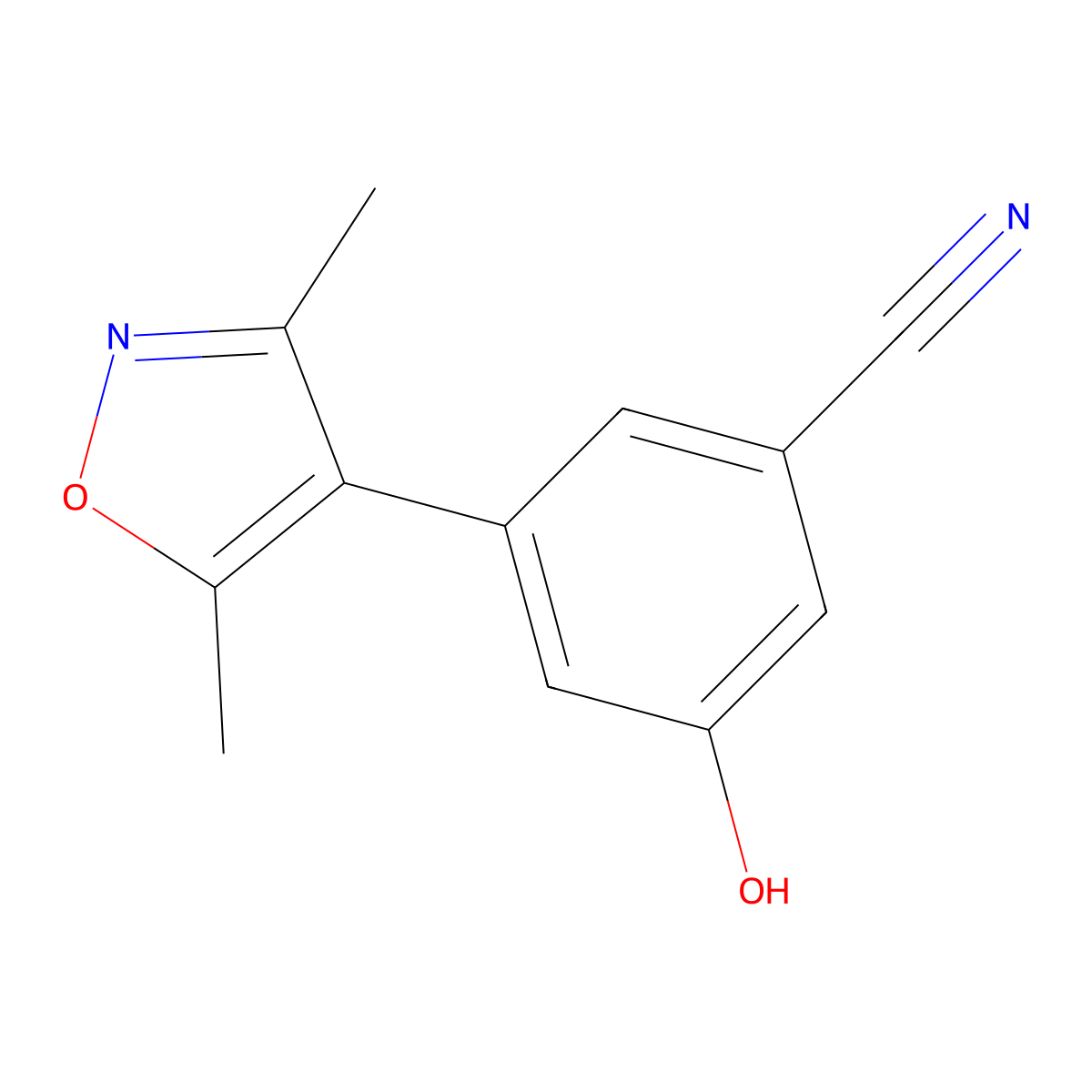 3-(3,5-Dimethyl-1,2-oxazol-4-yl)-5-hydroxybenzonitrile molecular structure, CAS 1261973-43-6