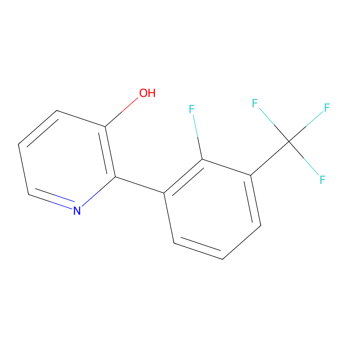 2-[2-Fluoro-3-(trifluoromethyl)phenyl]pyridin-3-ol molecular structure, CAS 1261973-47-0