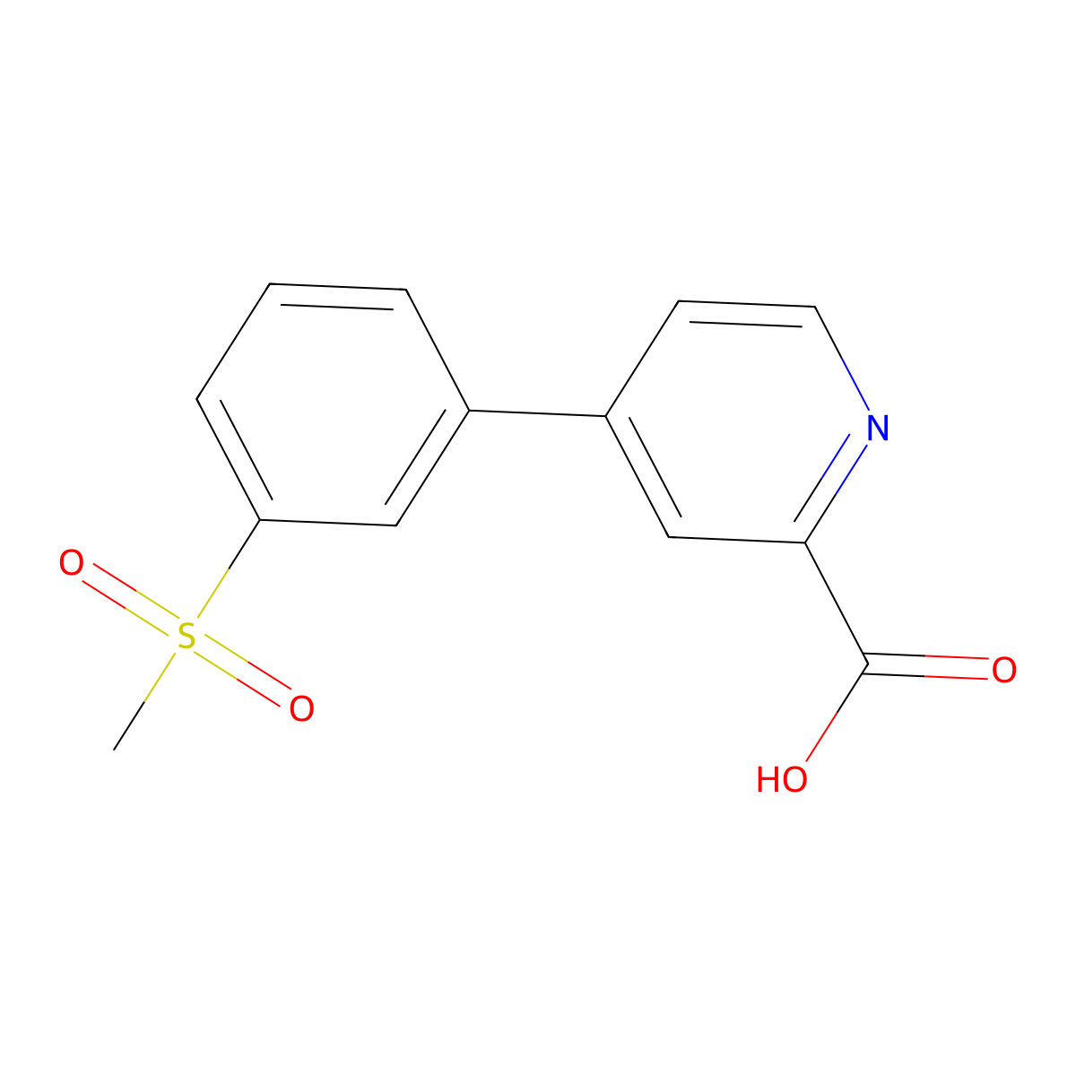 4-(3-Methylsulfonylphenyl)picolinic acid molecular structure, CAS 1261973-56-1