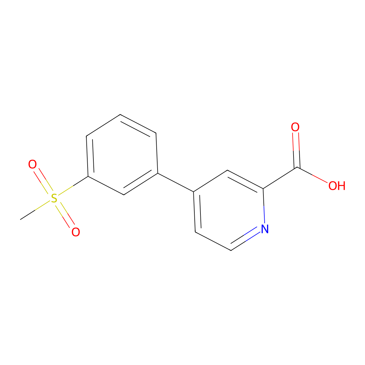4-(3-Methylsulfonylphenyl)picolinic acid molecular structure, CAS 1261973-56-1