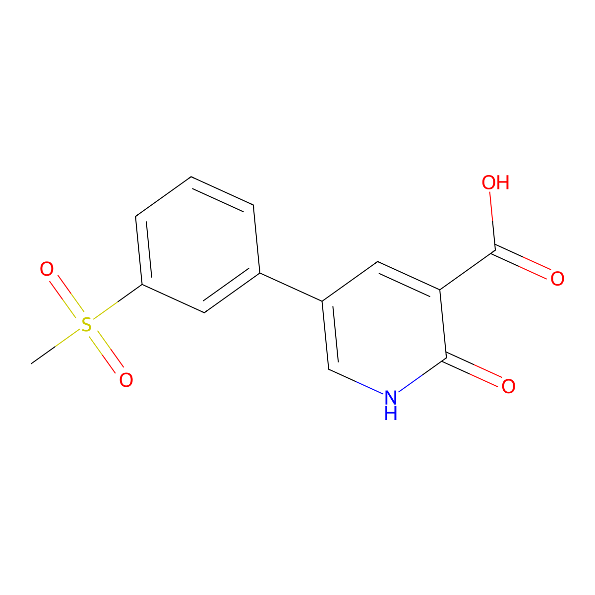 2-Hydroxy-5-(3-methylsulfonylphenyl)nicotinic acid molecular structure, CAS 1261973-64-1